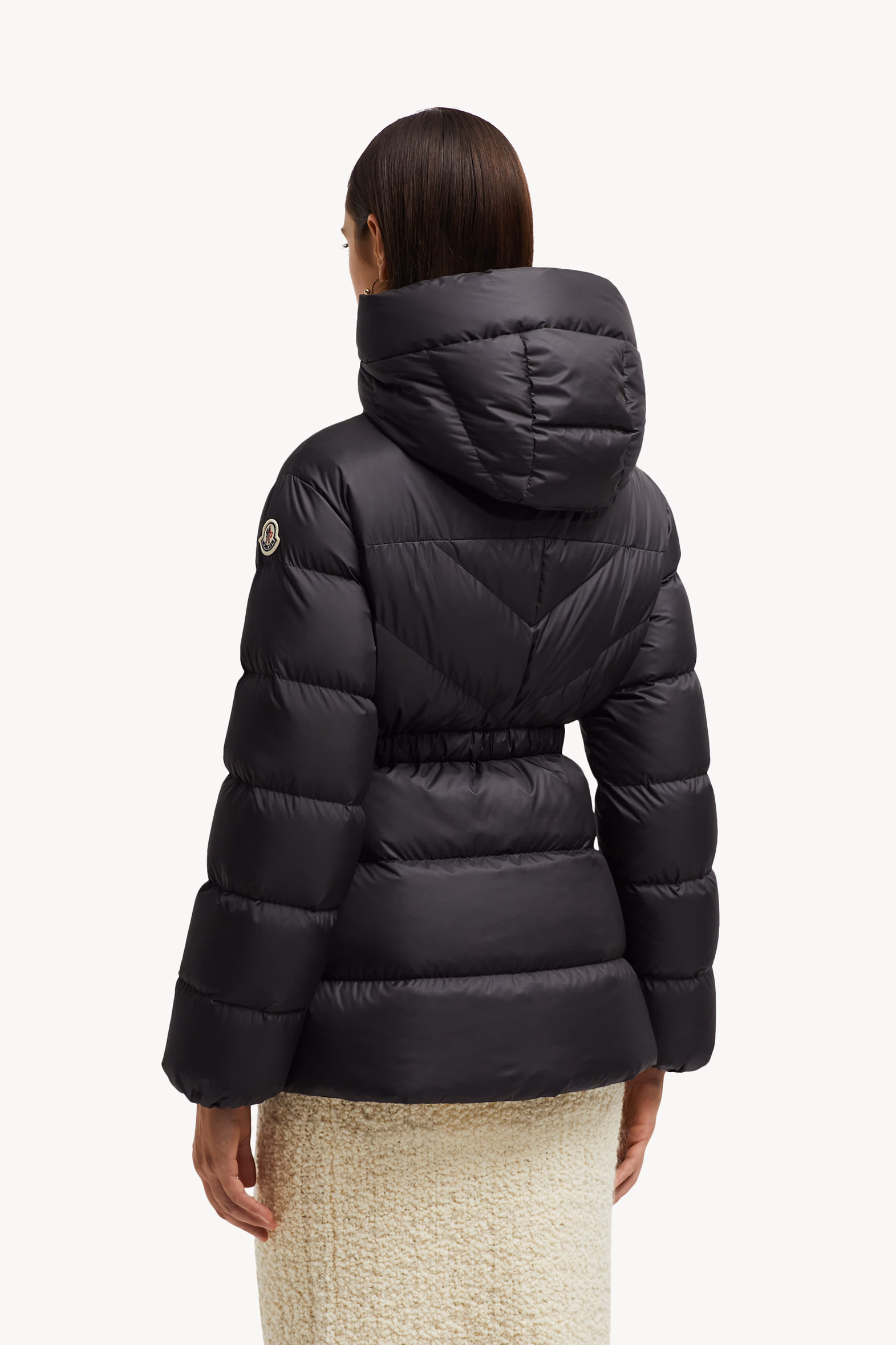 Doudoune courte Brosse à capuche et matelassage diagonal Noir Moncler 5